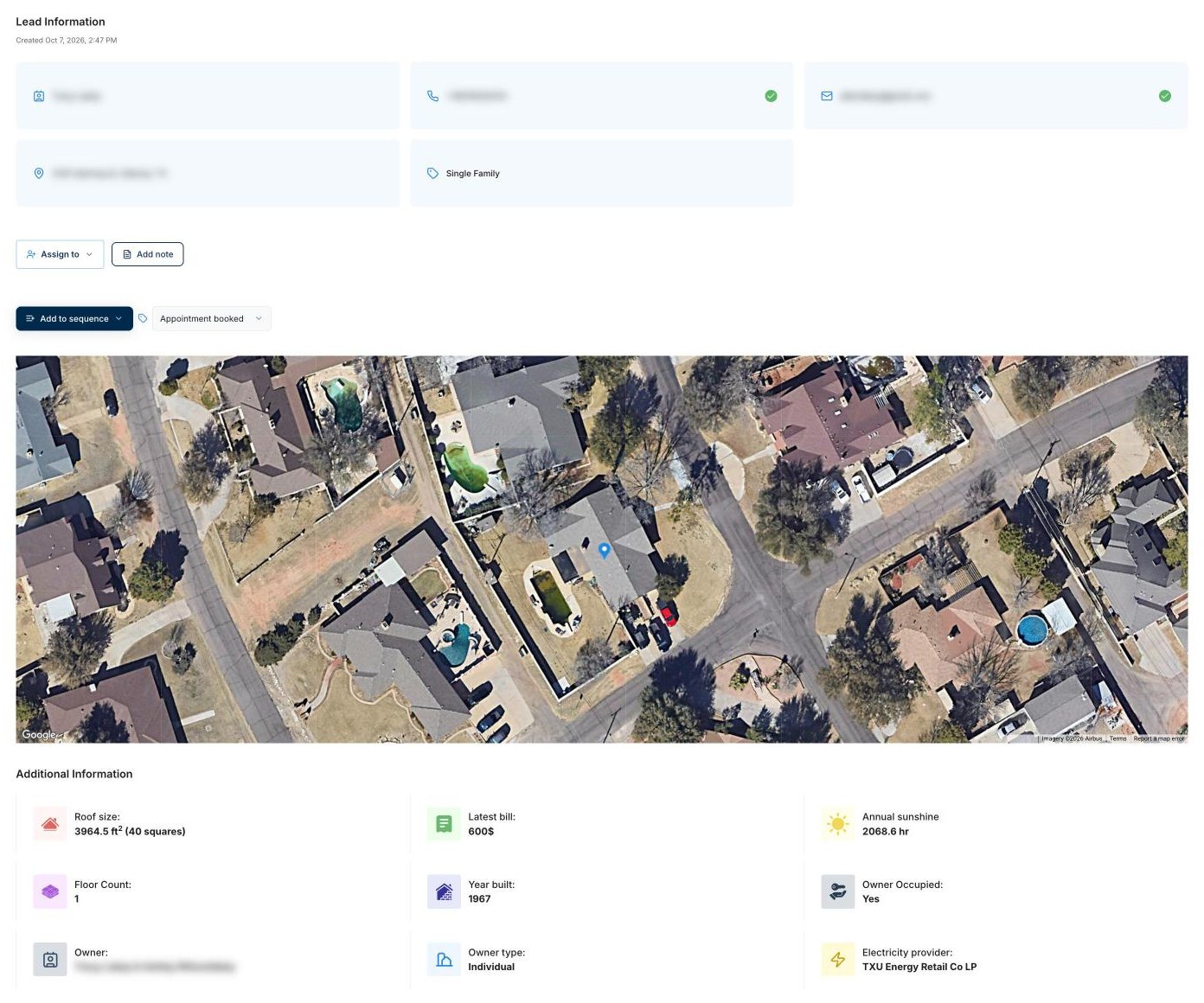 Booked solar appointment in the Enervio dashboard